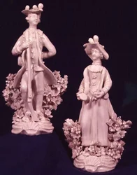 Due figure di Worcester supportate da un bocage, periodo Dr. Wall