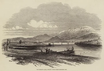 Terra di Van Diemen, Hobart Town, da Kangaroo Bay (incisione)