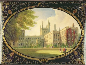 Blotter vittoriano decorato con una scena del Garden Quad del New College, Oxford