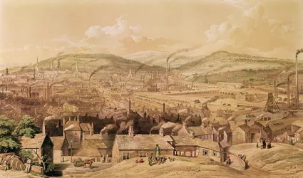 Vista di Sheffield industriale dal sud-est di William Ibbit, 1854