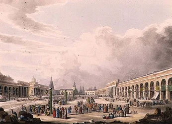 Vista della Grande Piazza con i negozi a Mosca, tavola 3 da 