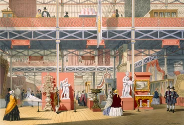 Vista della sezione Italia della Grande Esposizione del 1851, da Dickinsons Comprehensive Pictures