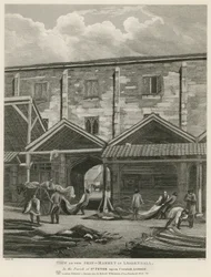 Vista del Mercato delle Pelli a Leadenhall, nella Parrocchia di St Peter upon Cornhill, Londra