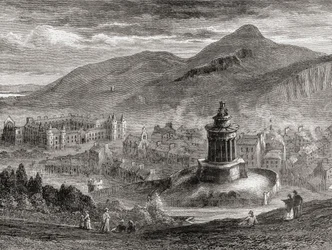 Veduta su Edimburgo dal Monumento a Burns su Calton Hill, da 
