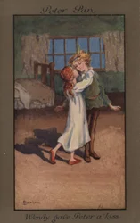 Wendy che dà un bacio a Peter Pan