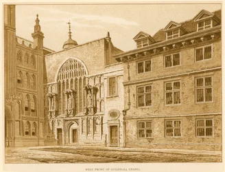 Facciata ovest della Cappella della Guildhall, Londra