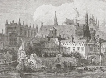 Westminster Hall vista dal Tamigi durante il regno di Carlo I, c.1625-49