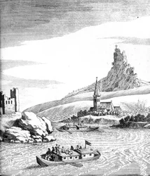 Vortice nel Danubio, da Un resoconto di diversi viaggi di Edward Browne, pubblicato nel 1677
