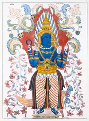 Wiebesana Dewa Raja, i Quattro Guardiani delle Colline, da La Storia e Dottrina del Buddhismo di Edward Upham, 1829