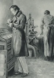 William Lloyd Garrison prepara i caratteri per il suo giornale