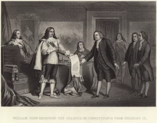 William Penn riceve la Carta della Pennsylvania da Carlo II