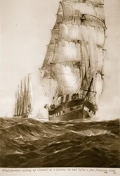 Velieri che risalgono il Canale su un mare mosso e con vento favorevole, 1914-19
