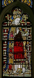 Finestra Ew raffigurante San Tommaso Becket con gioielli di vetro incastonato