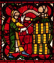 Vetrata raffigurante un venditore di barili, c.1300