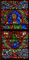 vetrata raffigurante una figura genealogica: Jonan