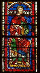 vetrata raffigurante una figura genealogica: Naason