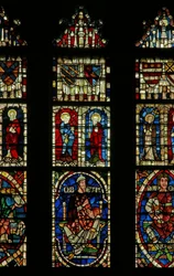 Vetrata raffigurante figure genealogiche tra cui Obed