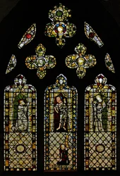 Vetrata n2 raffigurante San Tommaso, Cristo, San Giovanni e donatore