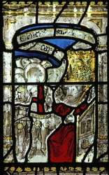 Vetrata n.6 raffigurante San Giorgio condotto davanti al re