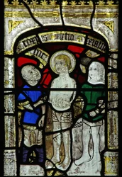 Vetrata n.6 raffigurante San Giorgio torturato con rastrelli di ferro