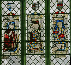 Finestra w5 raffigurante Sir Ralph Joscelin, Elizabeth Joselin Clifford, Sir Robert Clifford