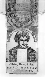 Involucro di carta da gioco Great Mogul, realizzato da Gibson, Hunt, & Sons, Fabbricanti di Carte per Sua Maestà
