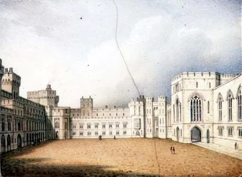 Placca di Worcester raffigurante il Quadrilatero, Castello di Windsor, una di una coppia, c.1830-40