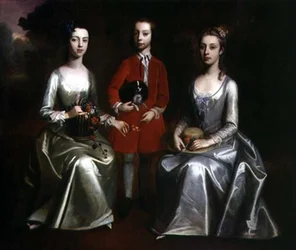 Ritratto di famiglia di tre bambini, c.1720