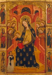 Madonna col Bambino circondata da angeli - Dipinto di Enrique de Estencop (di Bruxelles o maestro Anrich) (attivo 1372-1400) - ca 1390 - Tempera su pannello - 142,2x99 - Museo Nazionale d