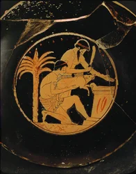 Sacrificio di un maiale con iscrizione: " Epidromos è bella " ...