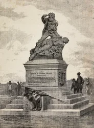Monumento a Enrico e Giovanni Cairoli, patrioti italiani, gruppo in bronzo dello scultore Ercole Rosa, sul Pincio, Roma, Italia