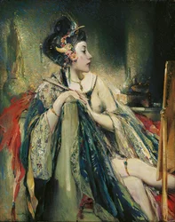 Una donna esotica alla sua toilette