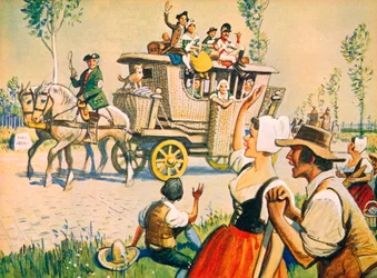 Una carrozza sulla strada tra Parigi e Versailles nel 1787