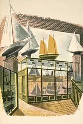 Modelli di navi e treni, illustrazione da 