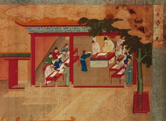 Un gruppo di scribi copia il Tao te king e lo presenta all
