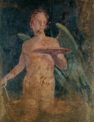 Genio aile - Genio alato. Frammento di affresco ...