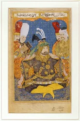 Mustafa II in armatura, pagina di un album contenente ritratti di sultani ottomani ...