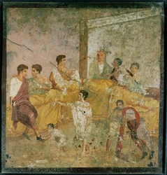 Persone che mangiano e bevono