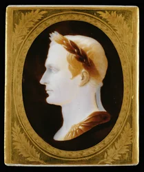 Placca raffigurante Giulio Cesare - Placca in porcellana raffigurante Giulio Cesare ...