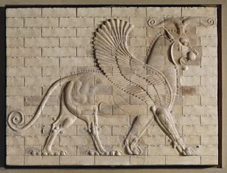 Grifone alato, piastrelle smaltate colorate, dal palazzo di Susa, Iran ...