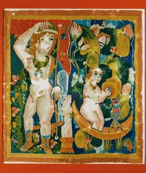 Arazzo in lana con il Dio Dionysos ...