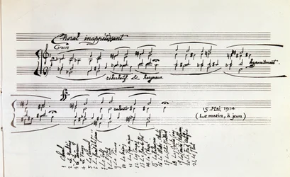 Dettaglio di spartito musicale di Sports and entertainment di Erik Satie