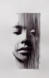 Ritratto in stile line art contemplativo
