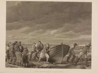 Pescatori di Hornbek salvano il capitano di una nave arenata (A.1775)