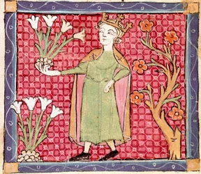 Aprile: raccolta di piante. Miniatura tratta da 