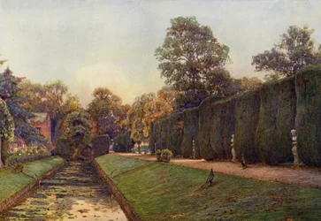 La grande siepe di Campsea Ashe, Suffolk (litografia a colori)