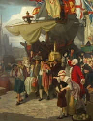 Lo scarico di due navi del tesoro spagnole catturate a Bristol nel settembre 1745