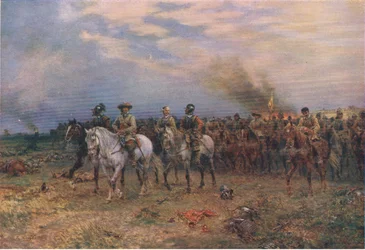 Cromwell a Marston Moor, illustrazione da The History of the British People, pubblicato da Waverley, 1940 circa