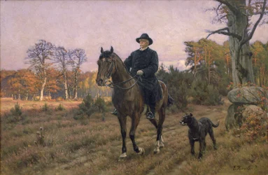 Bismarck a cavallo con cane (stampa a olio)