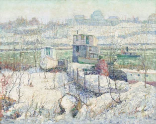 Rimessa per barche, inverno, fiume Harlem